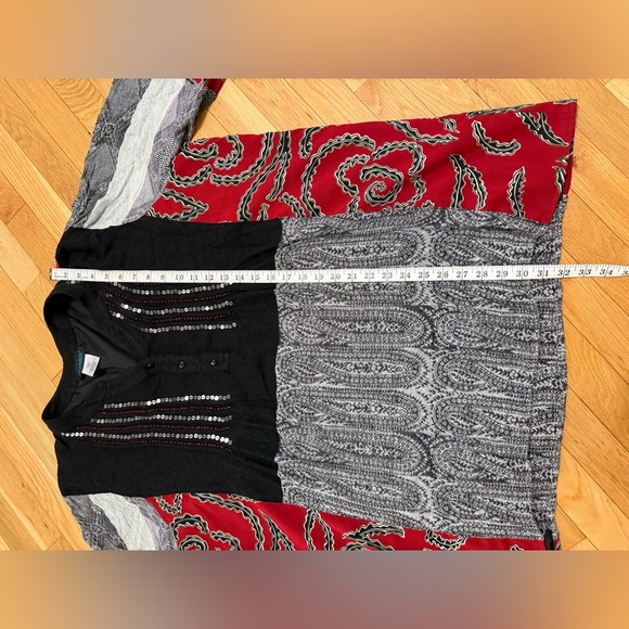 Ulla Popken Bohemian Plus Sized 20/22 Tunic Patchwork Lagenlook 3/4 Sleeve - Picture 3 of 7